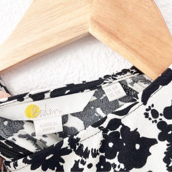 Boden Crew Neck Midi Tea Dress in Black Bloom Silhouette - Picture 3 of 10